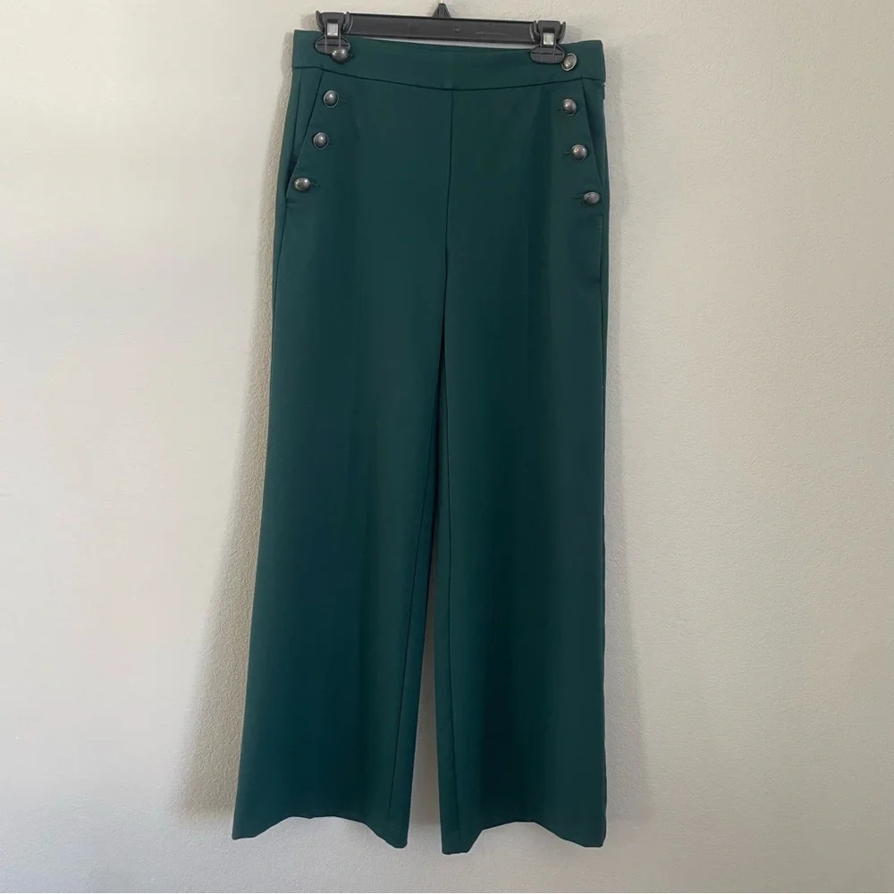 LOFT Emerald Green Sailor Pants Wide Leg Trousers Women Size 2